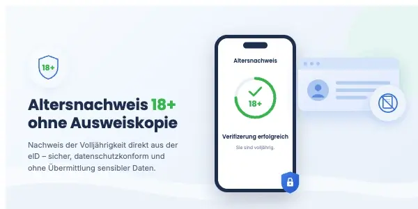 Screenshot Altersnachweis 18+ ohne Ausweiskopie: Smartphone zeigt Verifizierung erfolgreich, Sie sind volljährig.